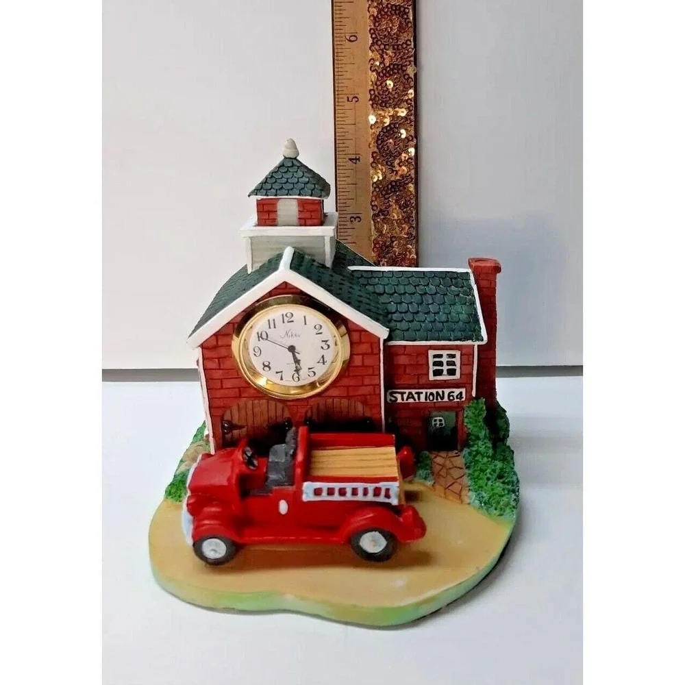 Nikko Quartz Movement Polystone Clock Station 64 Firehouse  Works New Battery‎